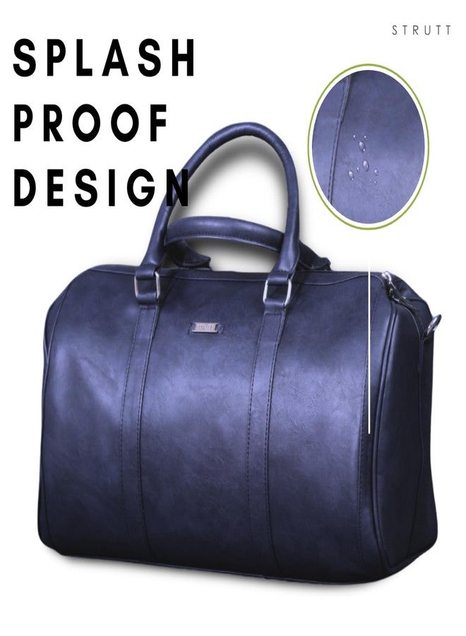 STRUTT Blue Faux Leather Duffel Bag Stylish & Lightweight Travel Duffle Bag for Women, Premium Duffel Bag for Travelling & Gym - Image 2
